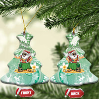 Hawaii Mele Kalikimaka Ceramic Ornament Hula Santa Retro Style Green - Polynesian Pride