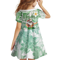 Hawaii Mele Kalikimaka Family Matching Mermaid Dress and Hawaiian Shirt Hula Santa Retro Style Green - Polynesian Pride