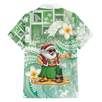 Hawaii Mele Kalikimaka Family Matching Tank Maxi Dress and Hawaiian Shirt Hula Santa Retro Style Green - Polynesian Pride