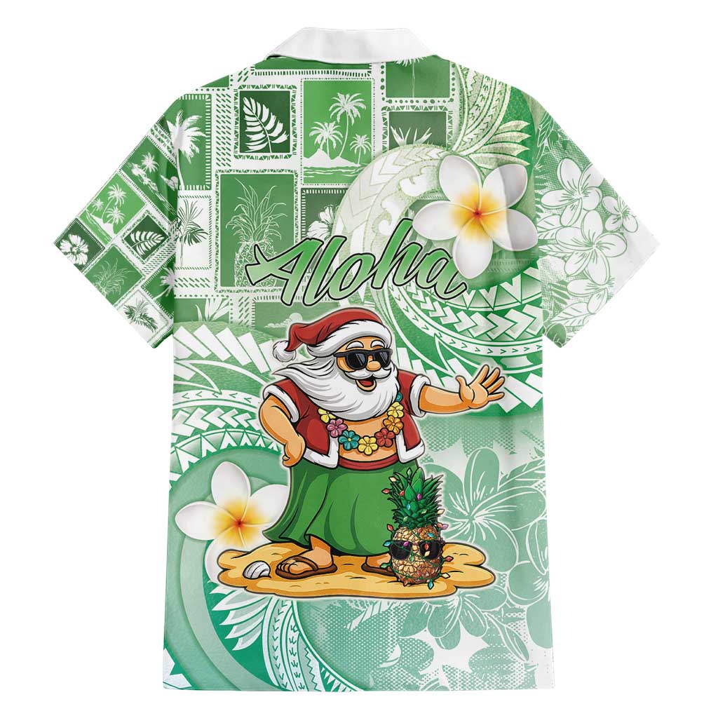 Hawaii Mele Kalikimaka Hawaiian Shirt Hula Santa Retro Style Green - Polynesian Pride