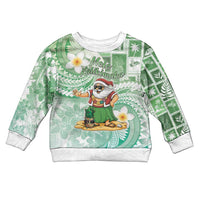 Hawaii Mele Kalikimaka Kid Ugly Christmas Sweater Hula Santa Retro Style Green - Polynesian Pride