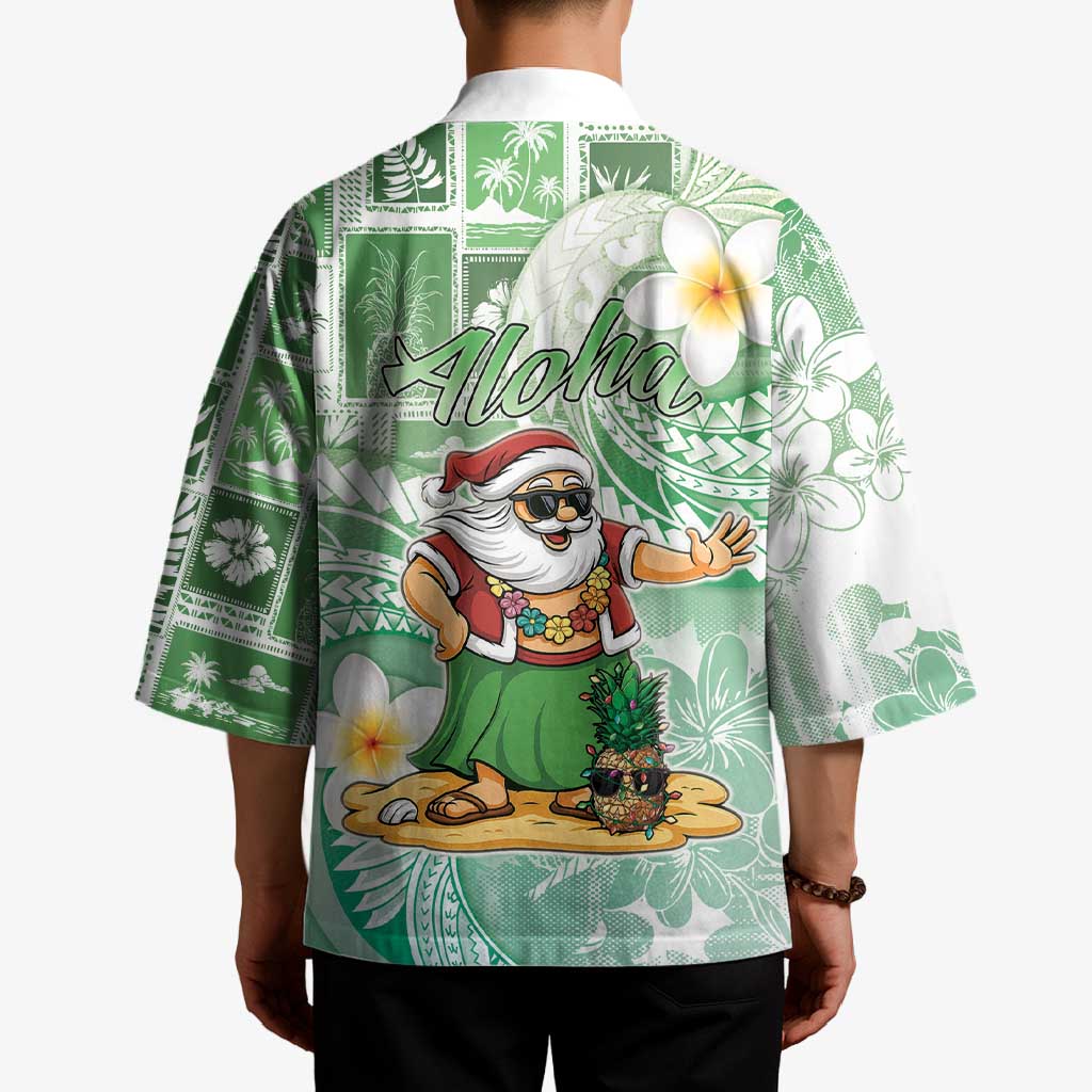 Hawaii Mele Kalikimaka Kimono Hula Santa Retro Style Green - Polynesian Pride