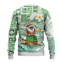 Hawaii Mele Kalikimaka Ugly Christmas Sweater Hula Santa Retro Style Green - Polynesian Pride