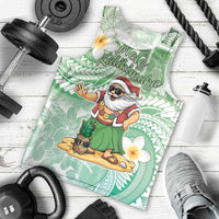 Hawaii Mele Kalikimaka Men Tank Top Hula Santa Retro Style Green - Polynesian Pride