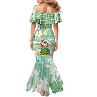 Hawaii Mele Kalikimaka Mermaid Dress Hula Santa Retro Style Green - Polynesian Pride