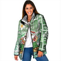 Hawaii Mele Kalikimaka Padded Jacket Hula Santa Retro Style Green - Polynesian Pride