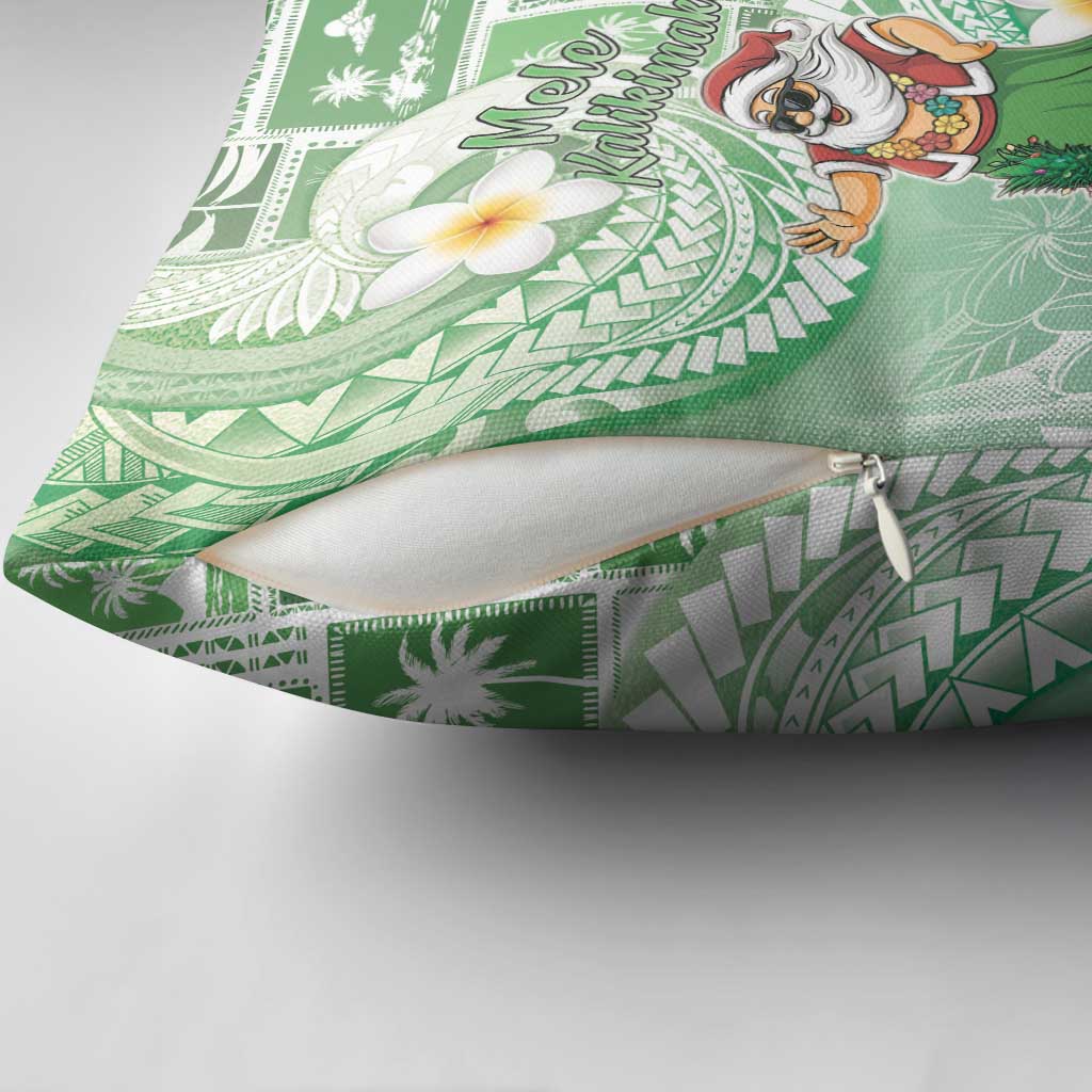 Hawaii Mele Kalikimaka Pillow Cover Hula Santa Retro Style Green - Polynesian Pride