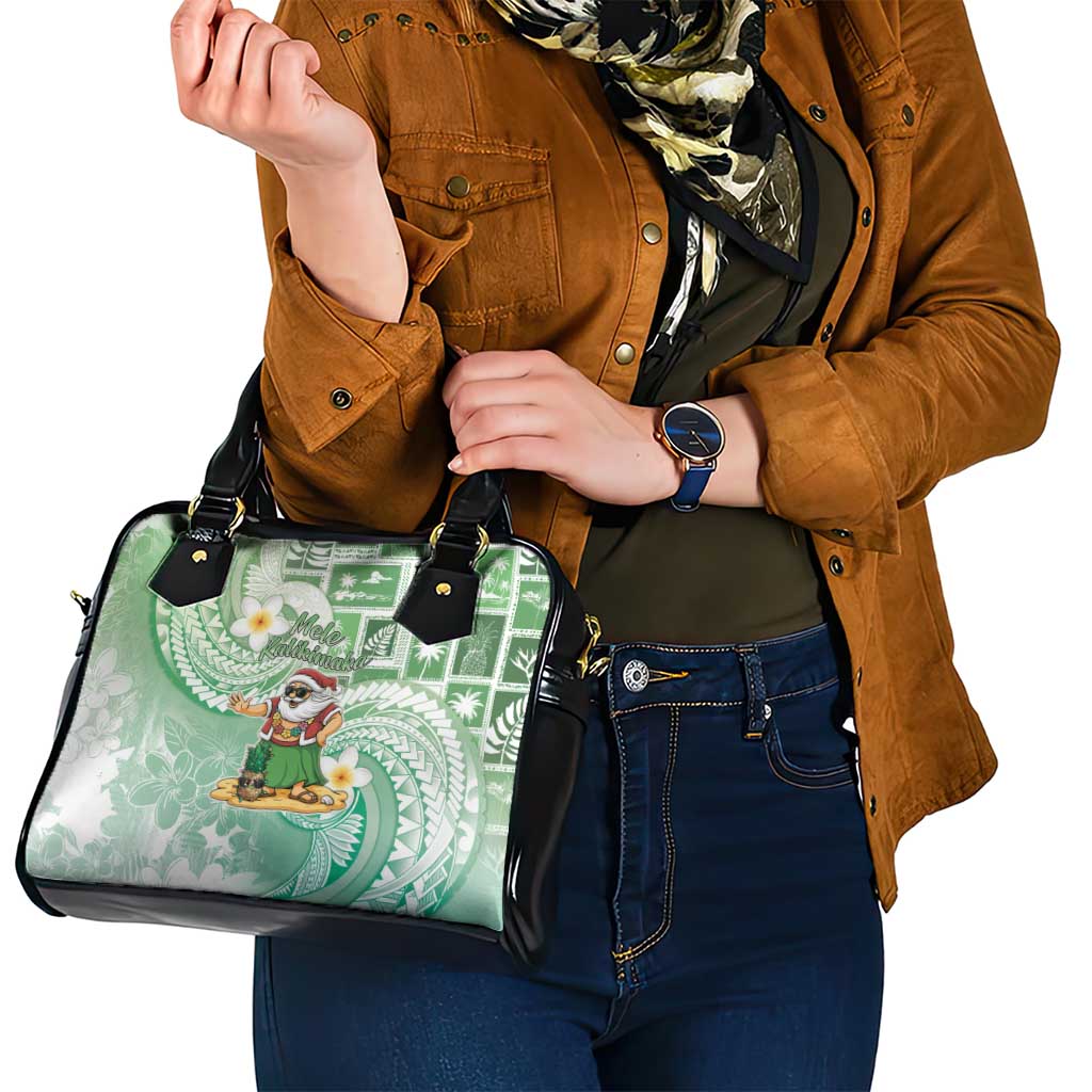 Hawaii Mele Kalikimaka Shoulder Handbag Hula Santa Retro Style Green - Polynesian Pride
