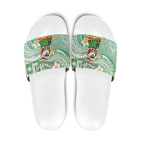 Hawaii Mele Kalikimaka Slide Sandals Hula Santa Retro Style Green - Polynesian Pride