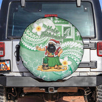 Hawaii Mele Kalikimaka Spare Tire Cover Hula Santa Retro Style Green - Polynesian Pride