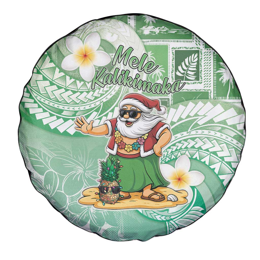 Hawaii Mele Kalikimaka Spare Tire Cover Hula Santa Retro Style Green - Polynesian Pride