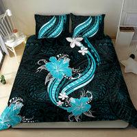 Aqua Polynesian Pattern With Tropical Flowers Bedding Set LT05 - Polynesian Pride
