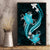 Aqua Polynesian Pattern With Tropical Flowers Canvas Wall Art LT05 - Polynesian Pride