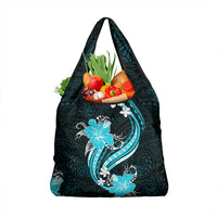 Aqua Polynesian Pattern With Tropical Flowers Grocery Bag LT05 1-pack One Size Aqua - Polynesian Pride