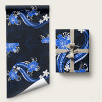 Blue Polynesian Pattern With Tropical Flowers Wrapping Paper LT05 58" × 23" Blue - Polynesian Pride