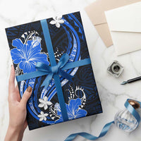 Blue Polynesian Pattern With Tropical Flowers Wrapping Paper LT05 - Polynesian Pride