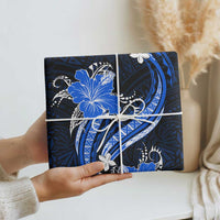 Blue Polynesian Pattern With Tropical Flowers Wrapping Paper LT05 - Polynesian Pride