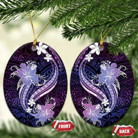 Galaxy Polynesian Pattern With Tropical Flowers Ceramic Ornament LT05 Oval Galaxy - Polynesian Pride