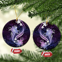 Galaxy Polynesian Pattern With Tropical Flowers Ceramic Ornament LT05 Circle Galaxy - Polynesian Pride