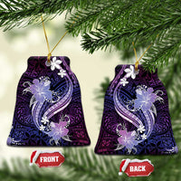 Galaxy Polynesian Pattern With Tropical Flowers Ceramic Ornament LT05 Bell Flake Galaxy - Polynesian Pride