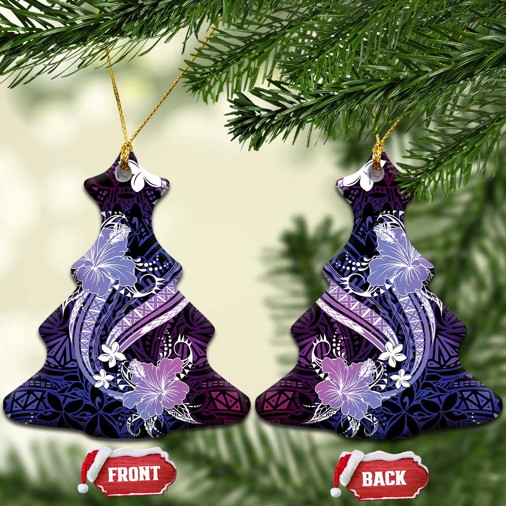 Galaxy Polynesian Pattern With Tropical Flowers Ceramic Ornament LT05 Christmas Tree Galaxy - Polynesian Pride