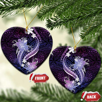 Galaxy Polynesian Pattern With Tropical Flowers Ceramic Ornament LT05 Heart Galaxy - Polynesian Pride