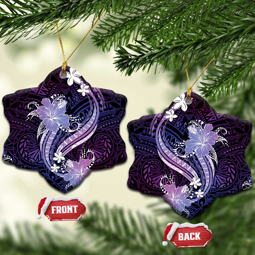 Galaxy Polynesian Pattern With Tropical Flowers Ceramic Ornament LT05 Snow Flake Galaxy - Polynesian Pride