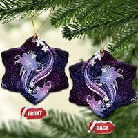 Galaxy Polynesian Pattern With Tropical Flowers Ceramic Ornament LT05 Snow Flake Galaxy - Polynesian Pride