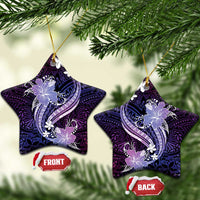 Galaxy Polynesian Pattern With Tropical Flowers Ceramic Ornament LT05 Star Galaxy - Polynesian Pride