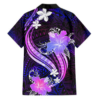 Galaxy Polynesian Pattern With Tropical Flowers Family Matching Long Sleeve Bodycon Dress and Hawaiian Shirt LT05 - Polynesian Pride