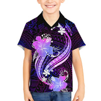 Galaxy Polynesian Pattern With Tropical Flowers Family Matching Long Sleeve Bodycon Dress and Hawaiian Shirt LT05 Son's Shirt Galaxy - Polynesian Pride