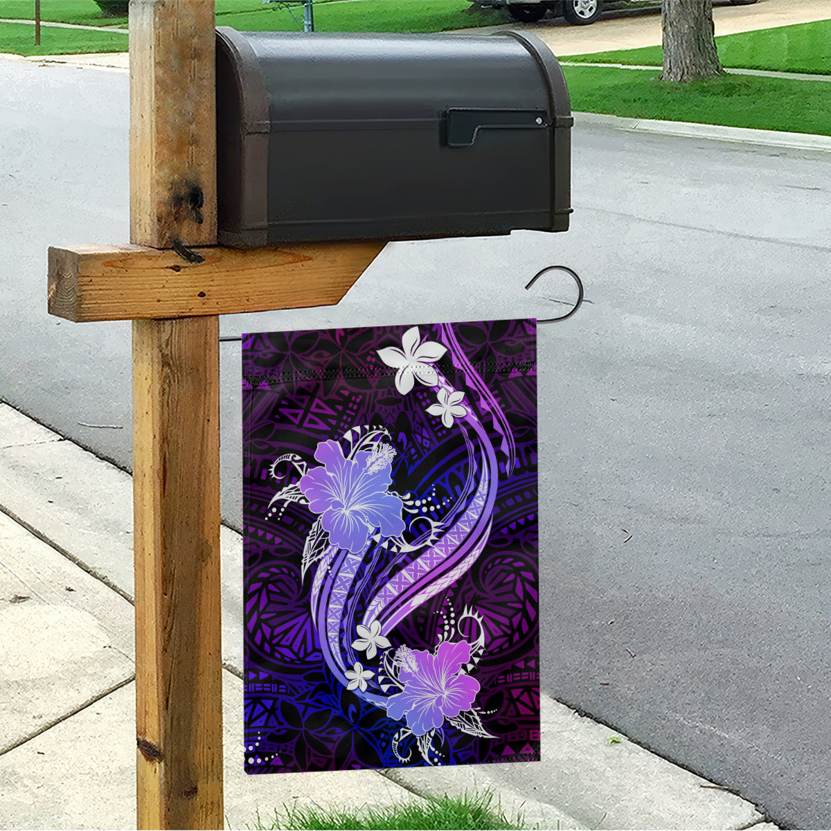 Galaxy Polynesian Pattern With Tropical Flowers Garden Flag LT05 - Polynesian Pride