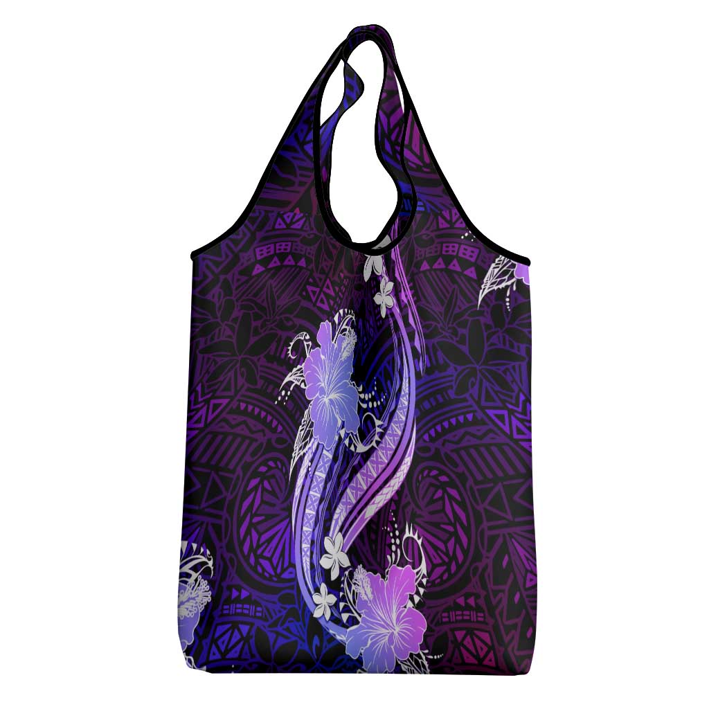 Galaxy Polynesian Pattern With Tropical Flowers Grocery Bag LT05 - Polynesian Pride
