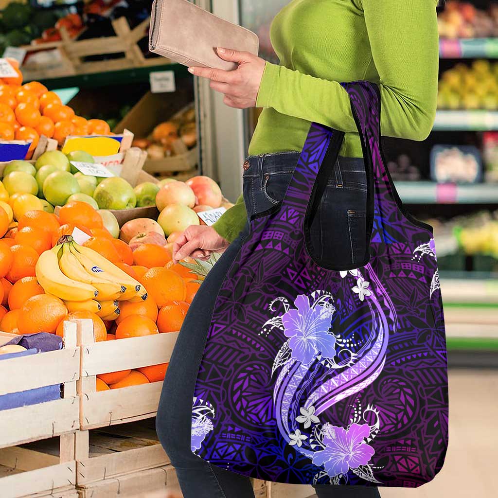 Galaxy Polynesian Pattern With Tropical Flowers Grocery Bag LT05 - Polynesian Pride