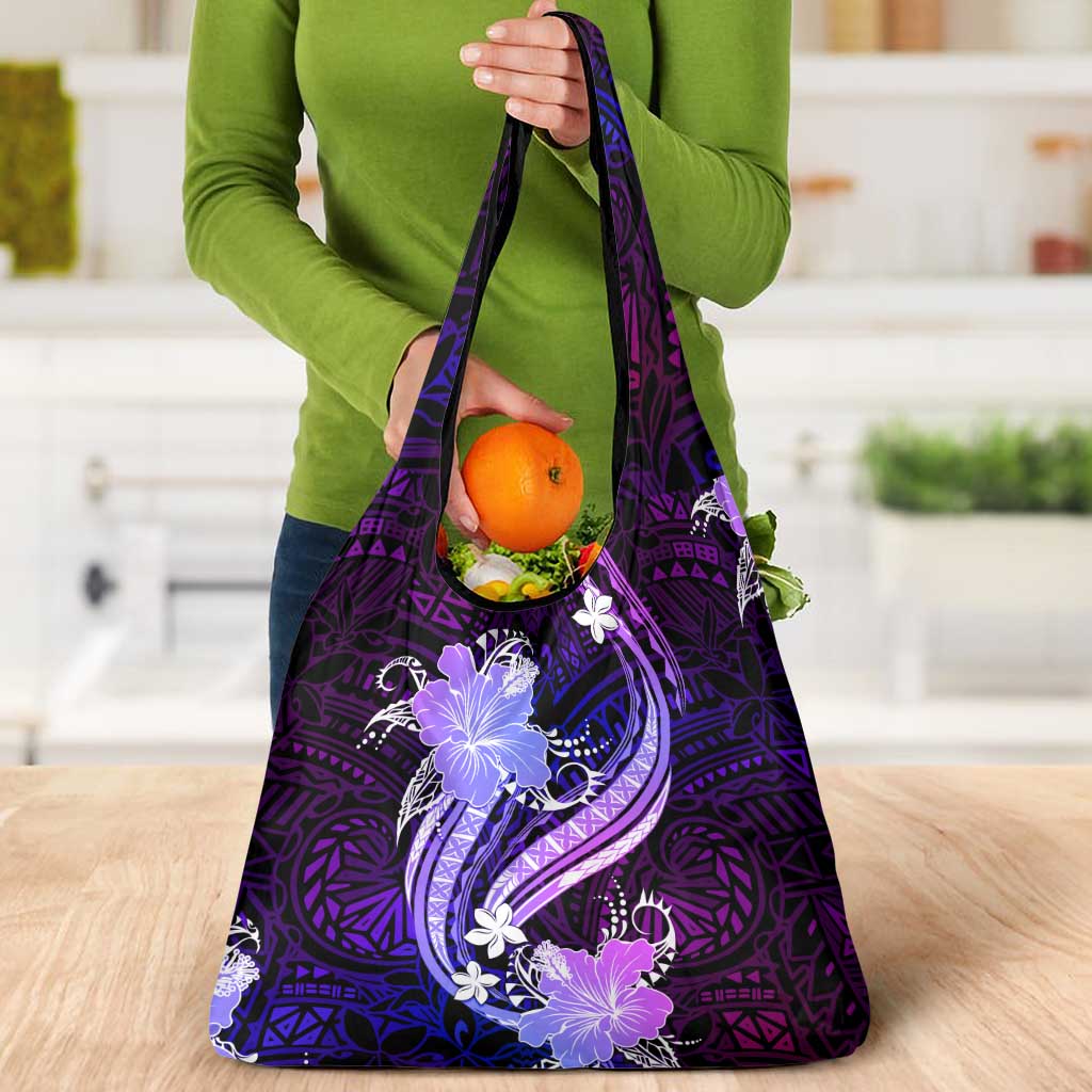 Galaxy Polynesian Pattern With Tropical Flowers Grocery Bag LT05 - Polynesian Pride