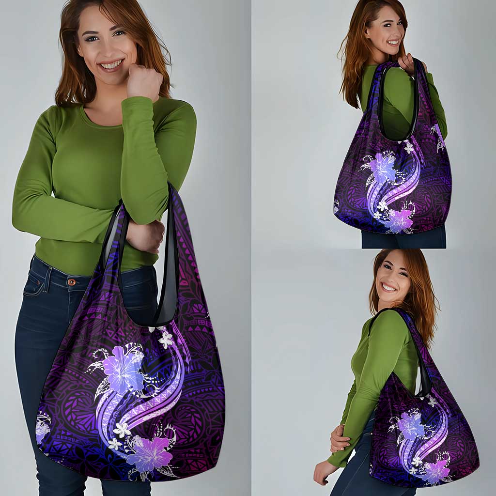 Galaxy Polynesian Pattern With Tropical Flowers Grocery Bag LT05 - Polynesian Pride
