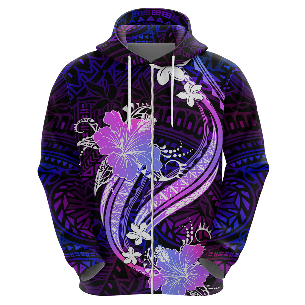 Galaxy Polynesian Pattern With Tropical Flowers Hoodie LT05 - Polynesian Pride