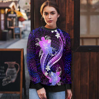 Galaxy Polynesian Pattern With Tropical Flowers Ugly Christmas Sweater