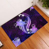 Galaxy Polynesian Pattern With Tropical Flowers Rubber Doormat LT05 Galaxy - Polynesian Pride