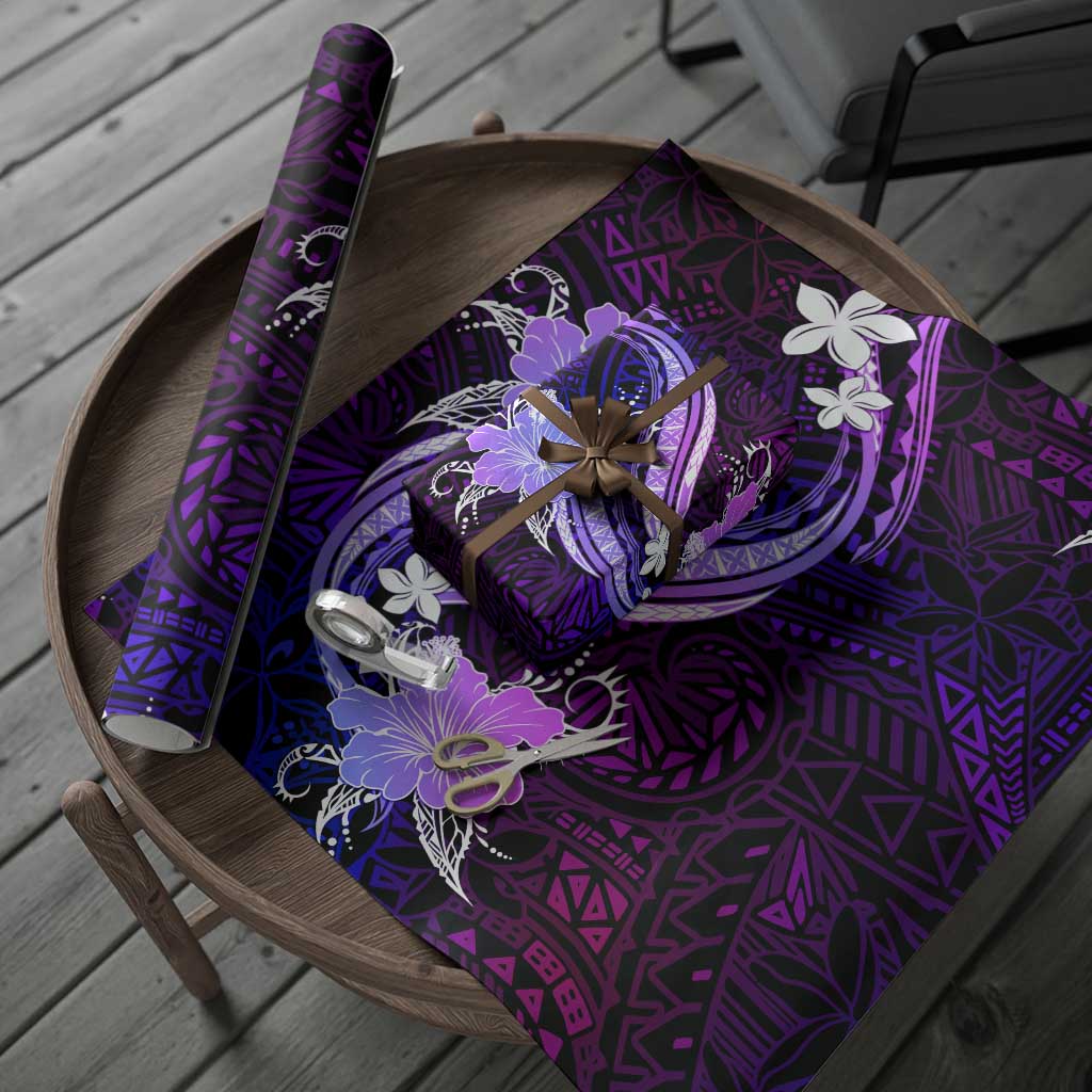 Galaxy Polynesian Pattern With Tropical Flowers Wrapping Paper - Polynesian Pride