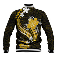 Gold Polynesian Pattern With Tropical Flowers Baseball Jacket LT05 - Polynesian Pride