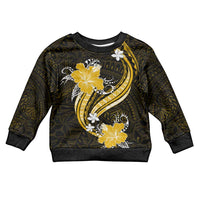 Gold Polynesian Pattern With Tropical Flowers Kid Ugly Christmas Sweater LT05 Kid Gold - Polynesian Pride