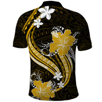 Gold Polynesian Pattern With Tropical Flowers Polo Shirt LT05 - Polynesian Pride