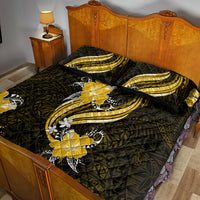 Gold Polynesian Pattern With Tropical Flowers Quilt Bed Set LT05 - Polynesian Pride