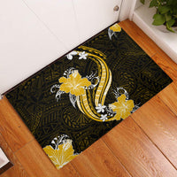 Gold Polynesian Pattern With Tropical Flowers Rubber Doormat LT05 Gold - Polynesian Pride