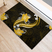 Gold Polynesian Pattern With Tropical Flowers Rubber Doormat LT05 - Polynesian Pride