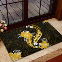 Gold Polynesian Pattern With Tropical Flowers Rubber Doormat LT05 - Polynesian Pride