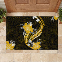 Gold Polynesian Pattern With Tropical Flowers Rubber Doormat LT05 - Polynesian Pride