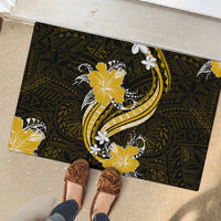 Gold Polynesian Pattern With Tropical Flowers Rubber Doormat LT05 - Polynesian Pride
