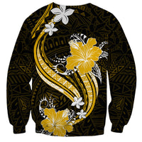 Gold Polynesian Pattern With Tropical Flowers Sweatshirt LT05 - Polynesian Pride